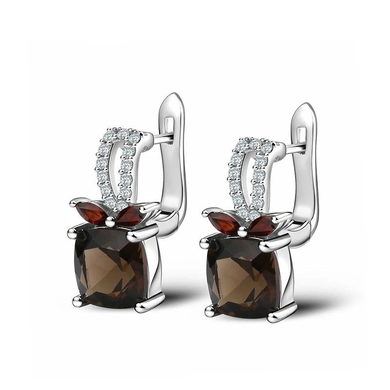 2.2ct Smoky Quartz Genuine 925 Sterling Silver Clip Earrings