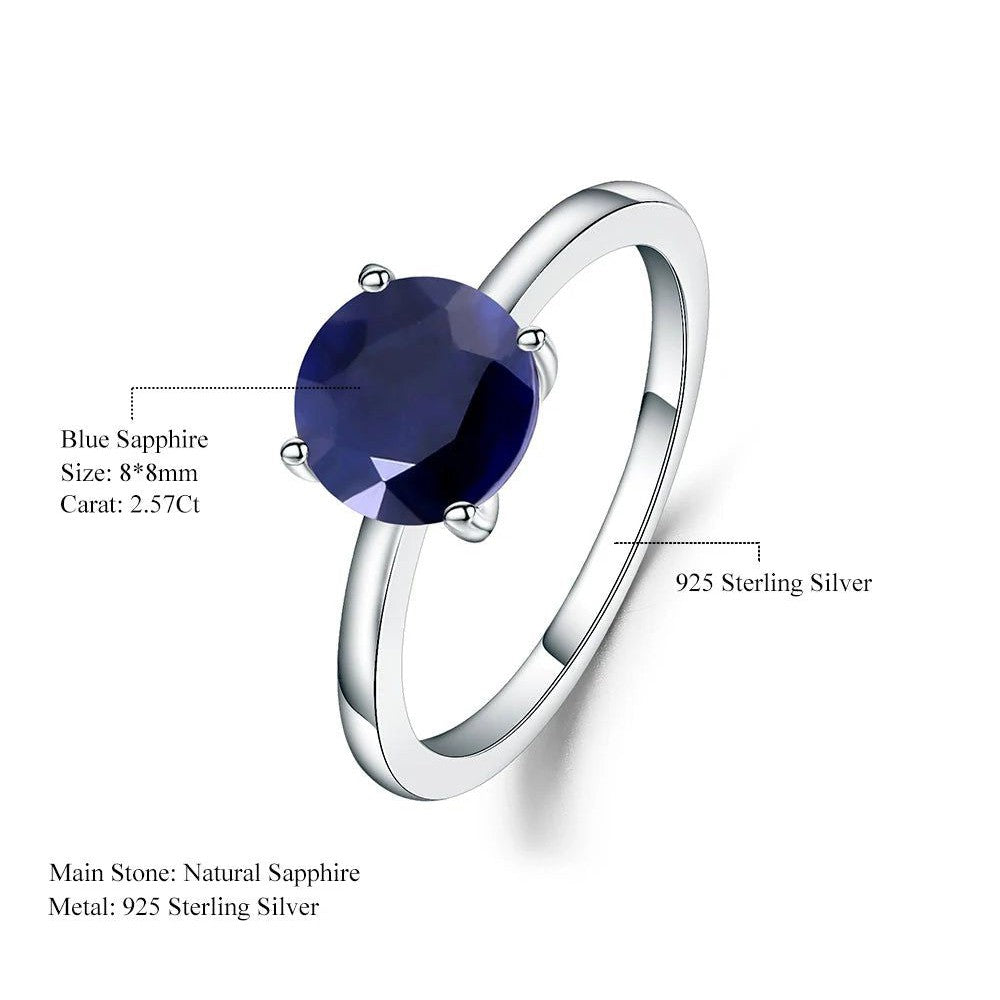 2.57Ct Natural Blue Sapphire Solitaire Ring