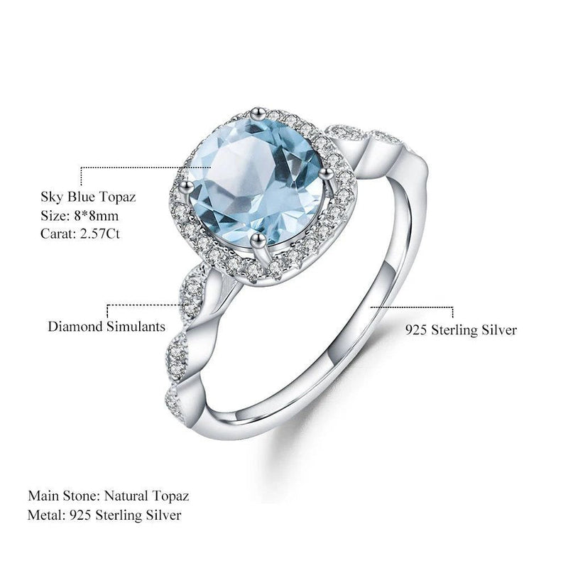 2.57Ct Natural Sky Blue Topaz Gemstone Ring For Women