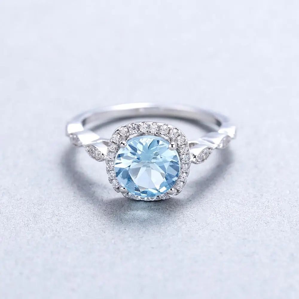 2.57Ct Natural Sky Blue Topaz Gemstone Ring For Women