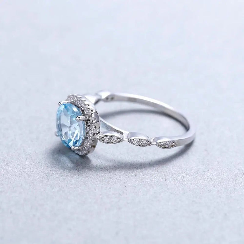 2.57Ct Natural Sky Blue Topaz Gemstone Ring For Women