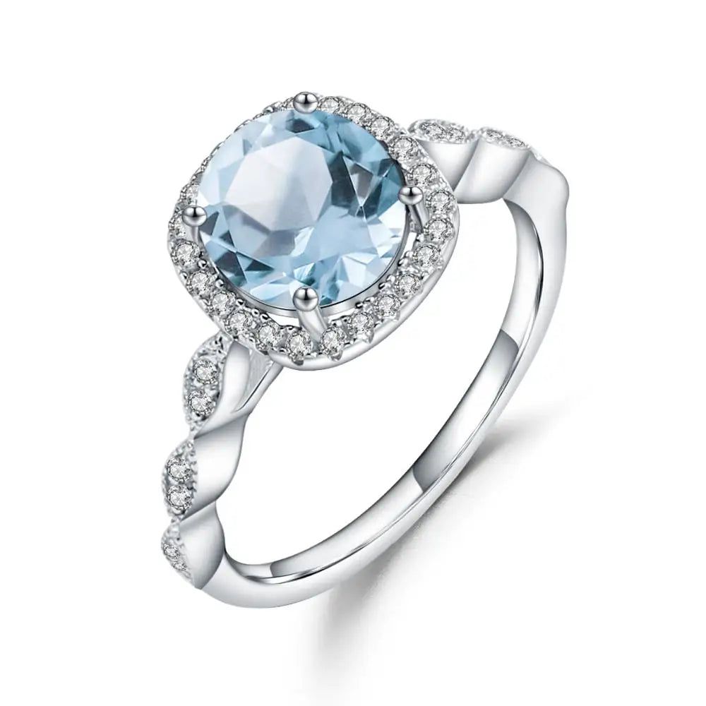 2.57Ct Natural Sky Blue Topaz Gemstone Ring For Women