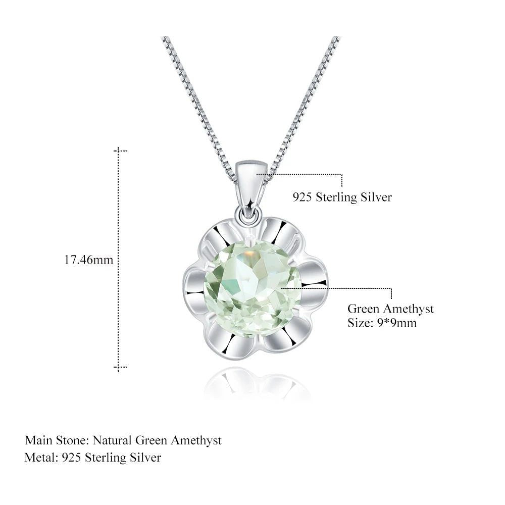 2.73Ct Natural Green Amethyst Pendant Necklace