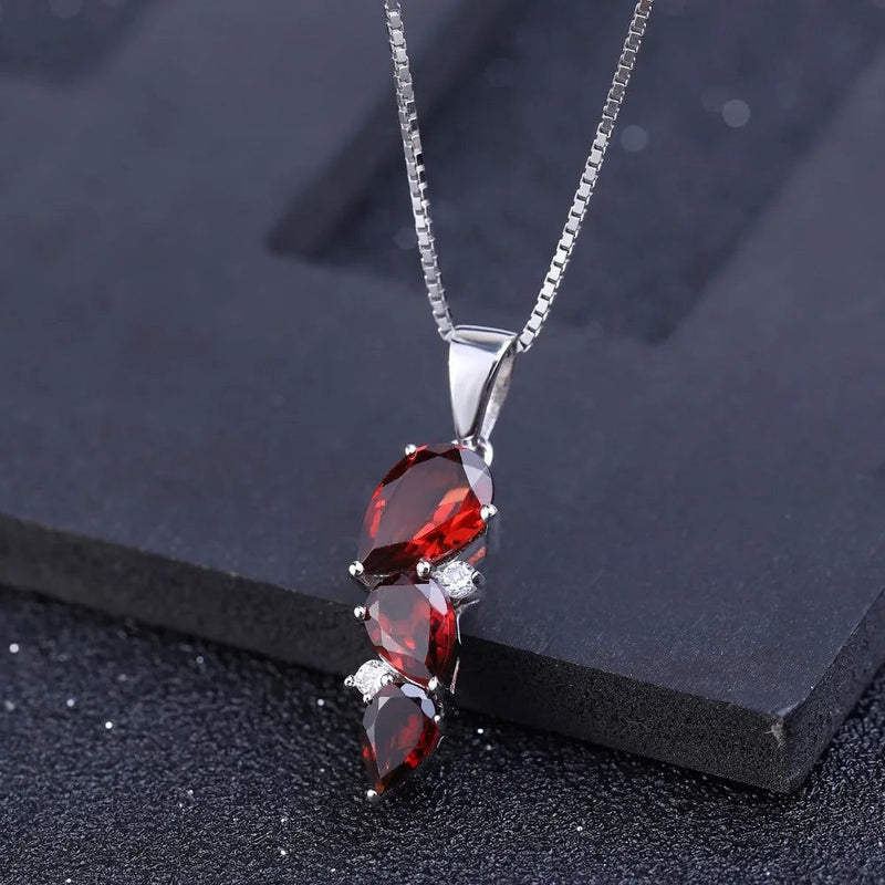 2.94Ct Natural Garnet Pendant Necklace 925 Silver Jewelry