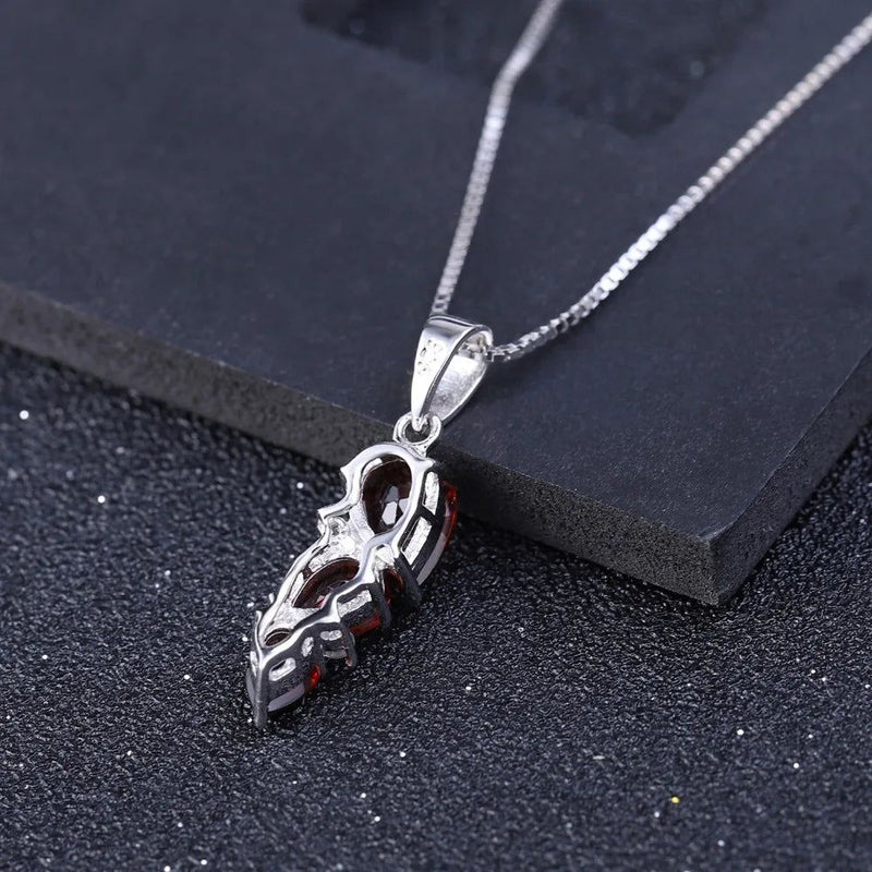 2.94Ct Natural Garnet Pendant Necklace 925 Silver Jewelry