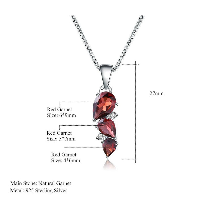 2.94Ct Natural Garnet Pendant Necklace 925 Silver Jewelry