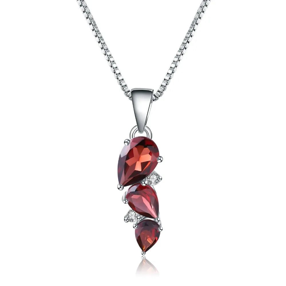 2.94Ct Natural Garnet Pendant Necklace 925 Silver Jewelry