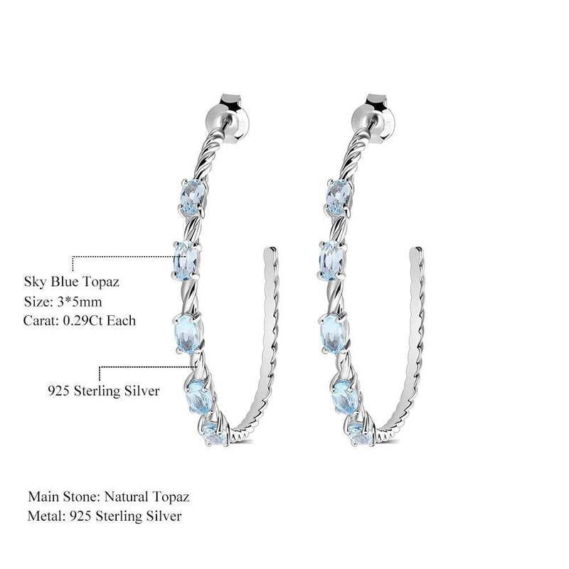 2.94Ct Oval Natural Sky Blue Topaz Earrings