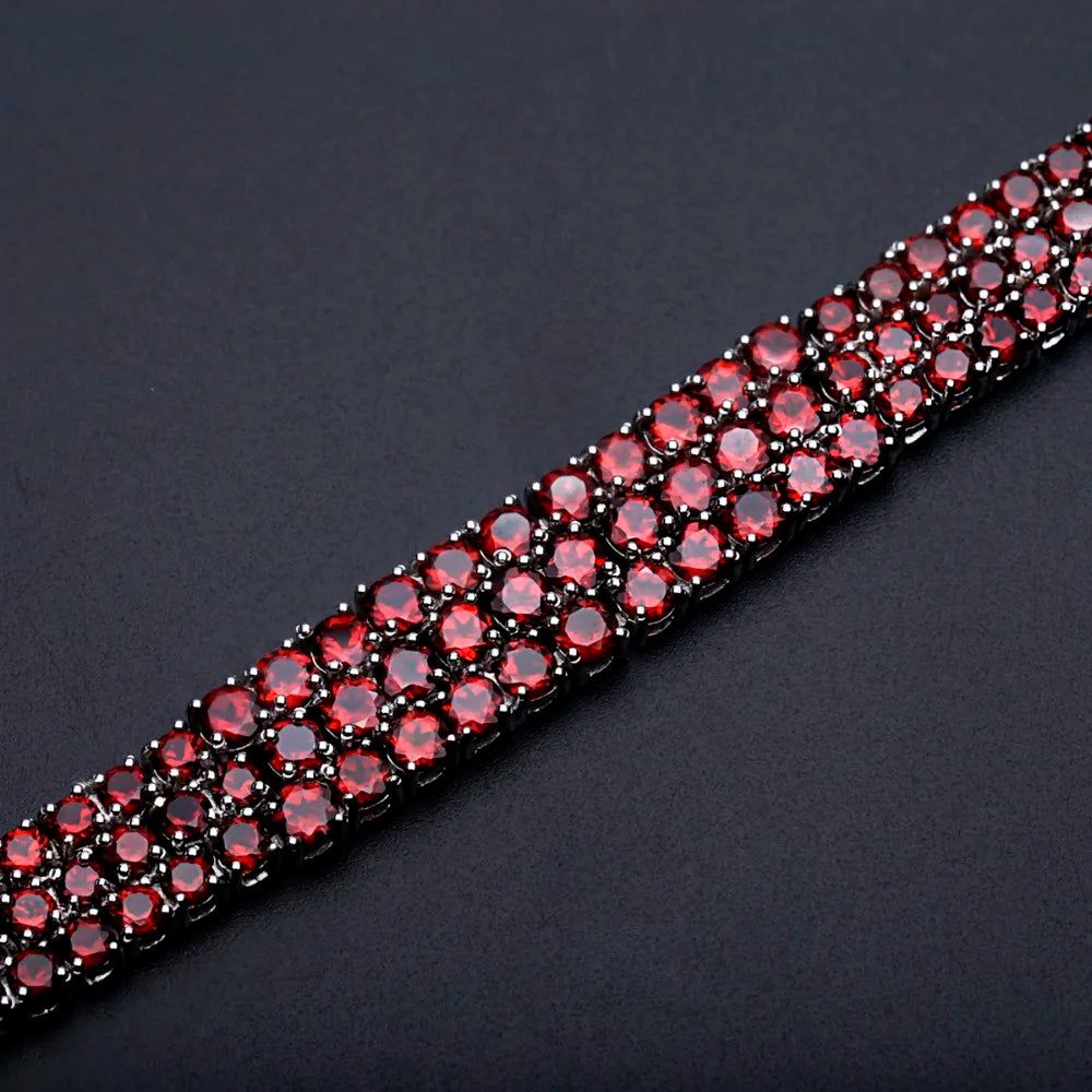 30.80Ct Natural Red Garnet Bracelet Genuine 925 Silver Jewelry