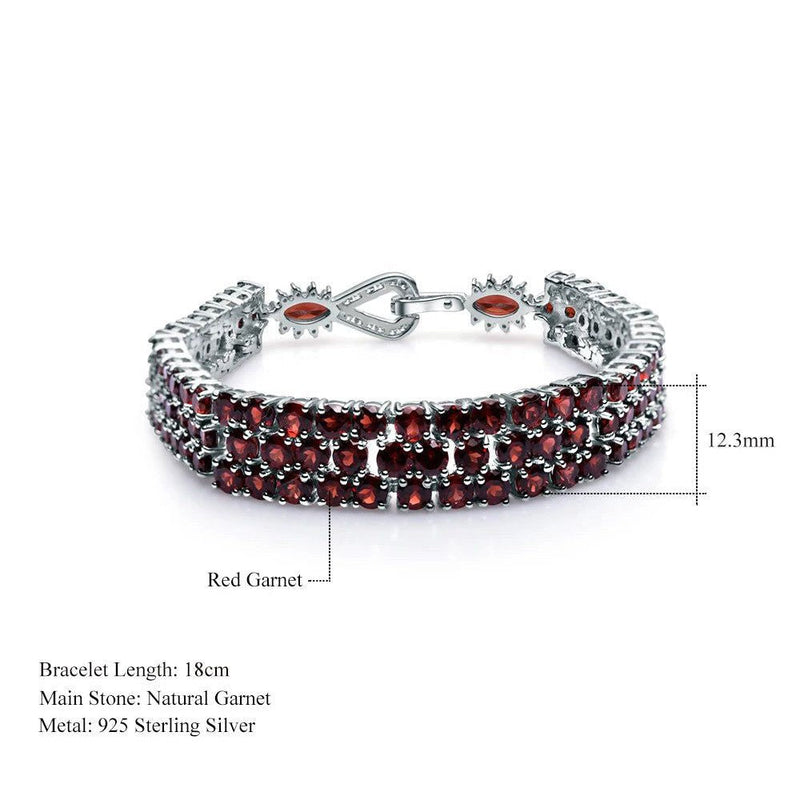 30.80Ct Natural Red Garnet Bracelet Genuine 925 Silver Jewelry