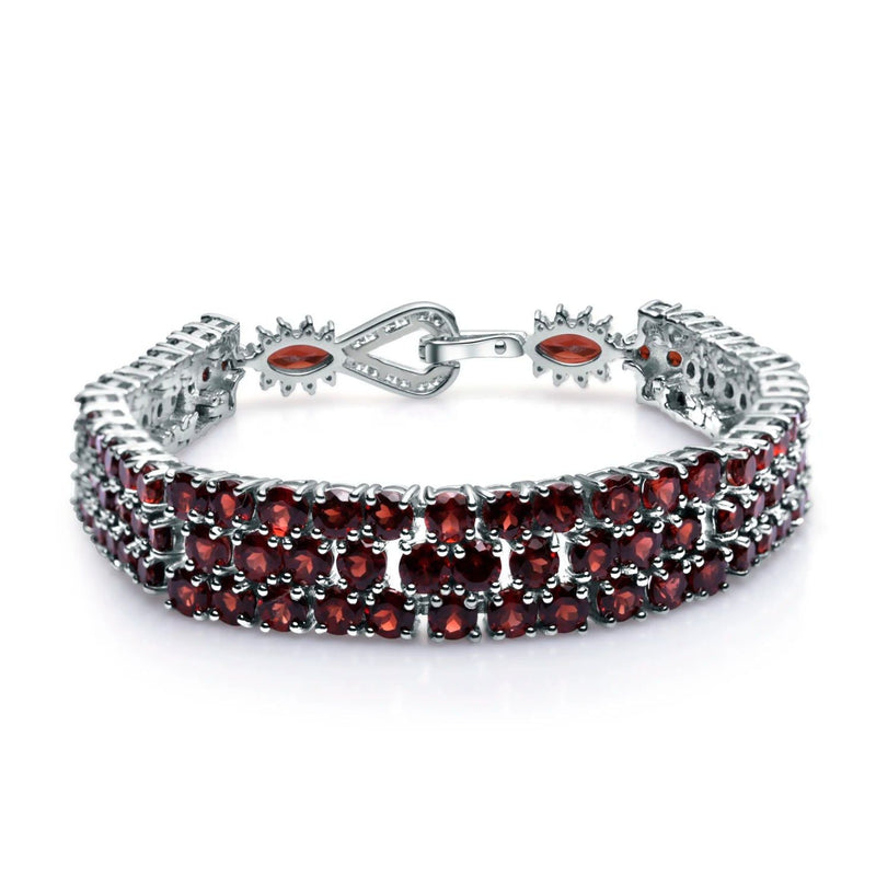 30.80Ct Natural Red Garnet Bracelet Genuine 925 Silver Jewelry