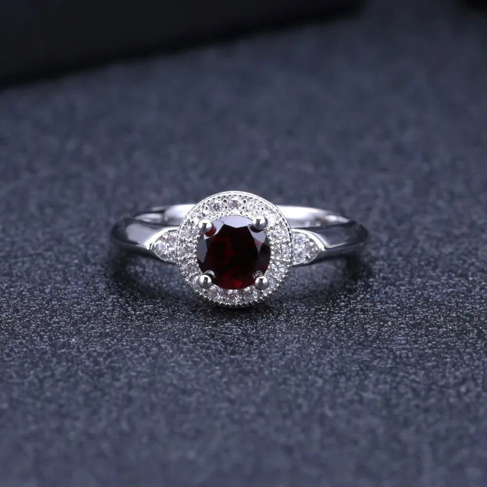 3.15Ct Natural Red Garnet Earrings Ring Set 925 Sterling Silver