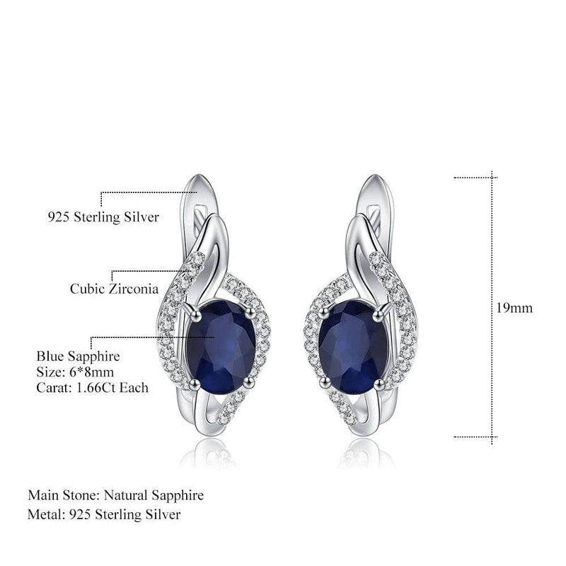 3.32Ct Natural Blue Sapphire Earrings 925 Sterling Silver