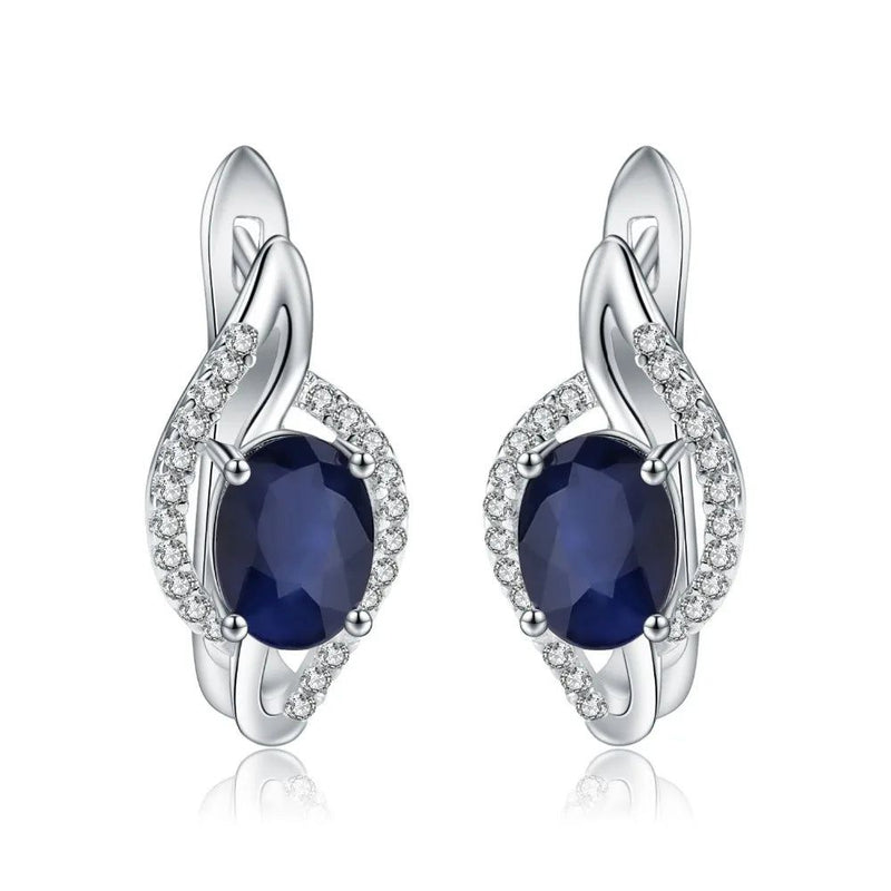 3.32Ct Natural Blue Sapphire Earrings 925 Sterling Silver