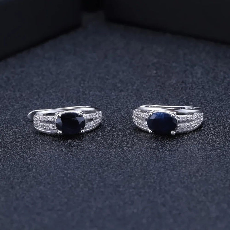 3.32Ct Natural Blue Sapphire Gemstone Earrings 925 Sterling Silver