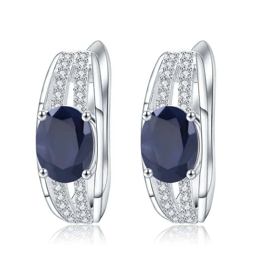 3.32Ct Natural Blue Sapphire Gemstone Earrings 925 Sterling Silver