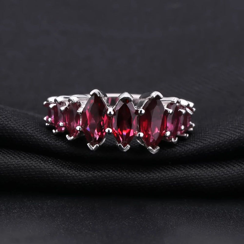 3.33Ct Marquise Shape Rhodolite Garnet Ring 925 Silver