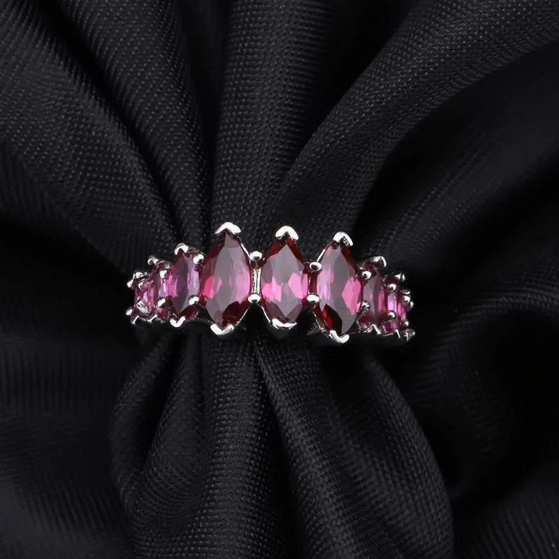 3.33Ct Marquise Shape Rhodolite Garnet Ring 925 Silver