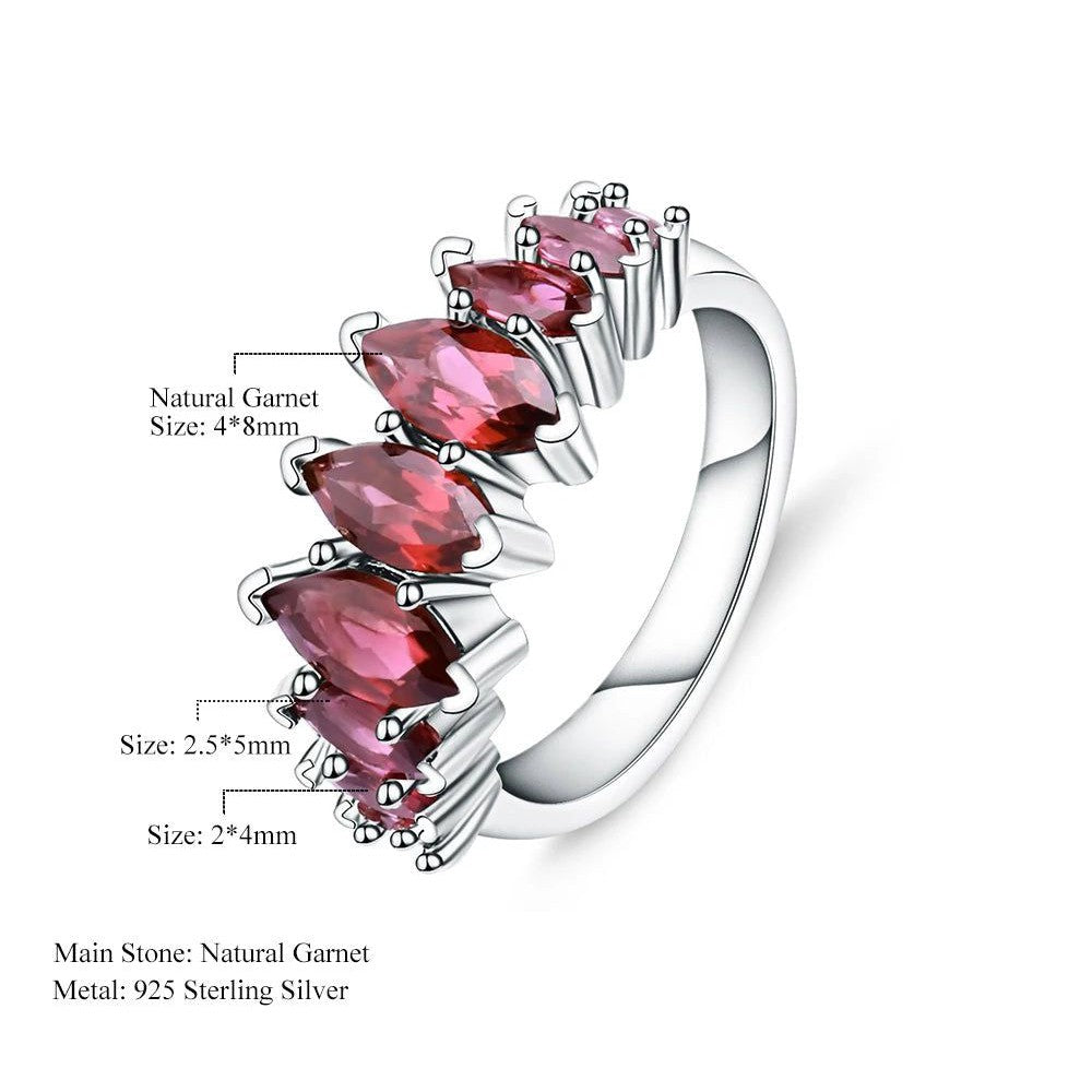 3.33Ct Marquise Shape Rhodolite Garnet Ring 925 Silver