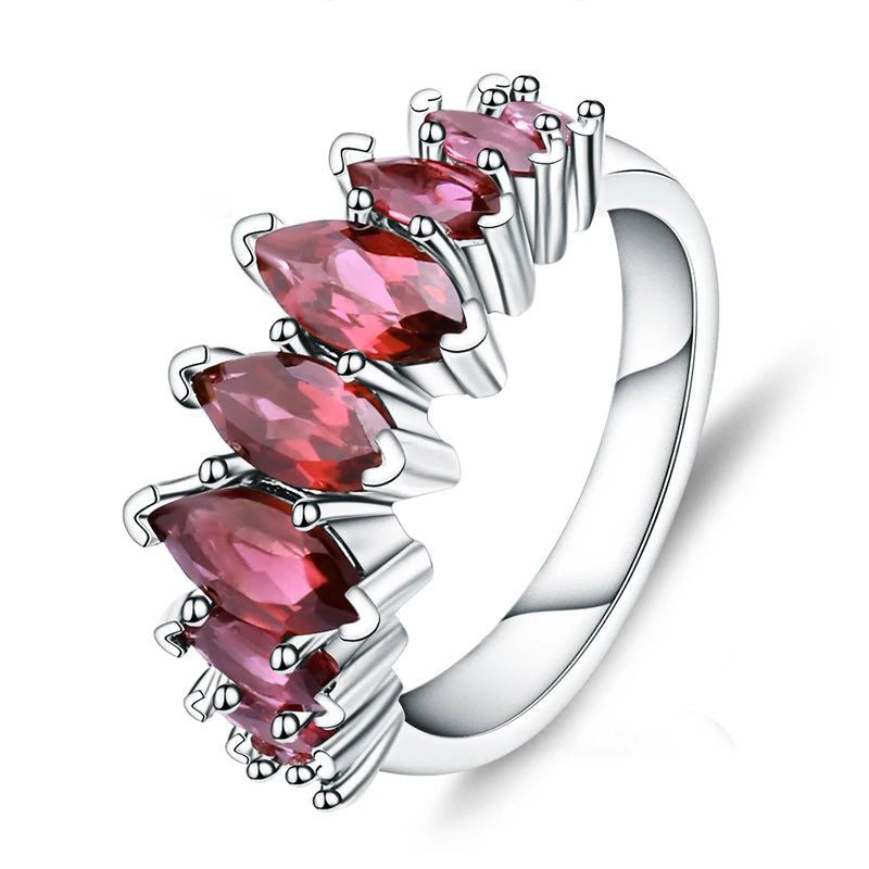 3.33Ct Marquise Shape Rhodolite Garnet Ring 925 Silver