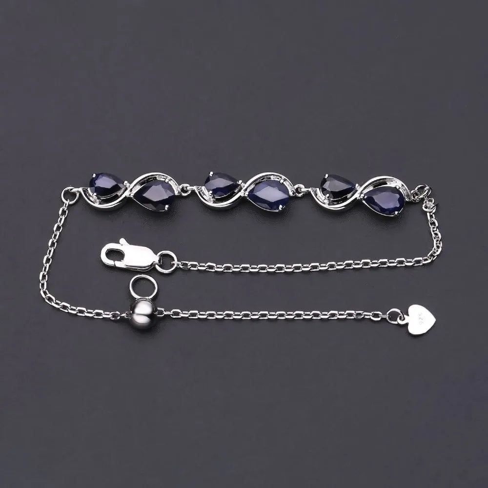 3.41Ct Natural Blue Sapphire Bracelet 925 Sterling Silver