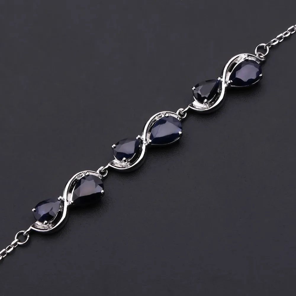 3.41Ct Natural Blue Sapphire Bracelet 925 Sterling Silver