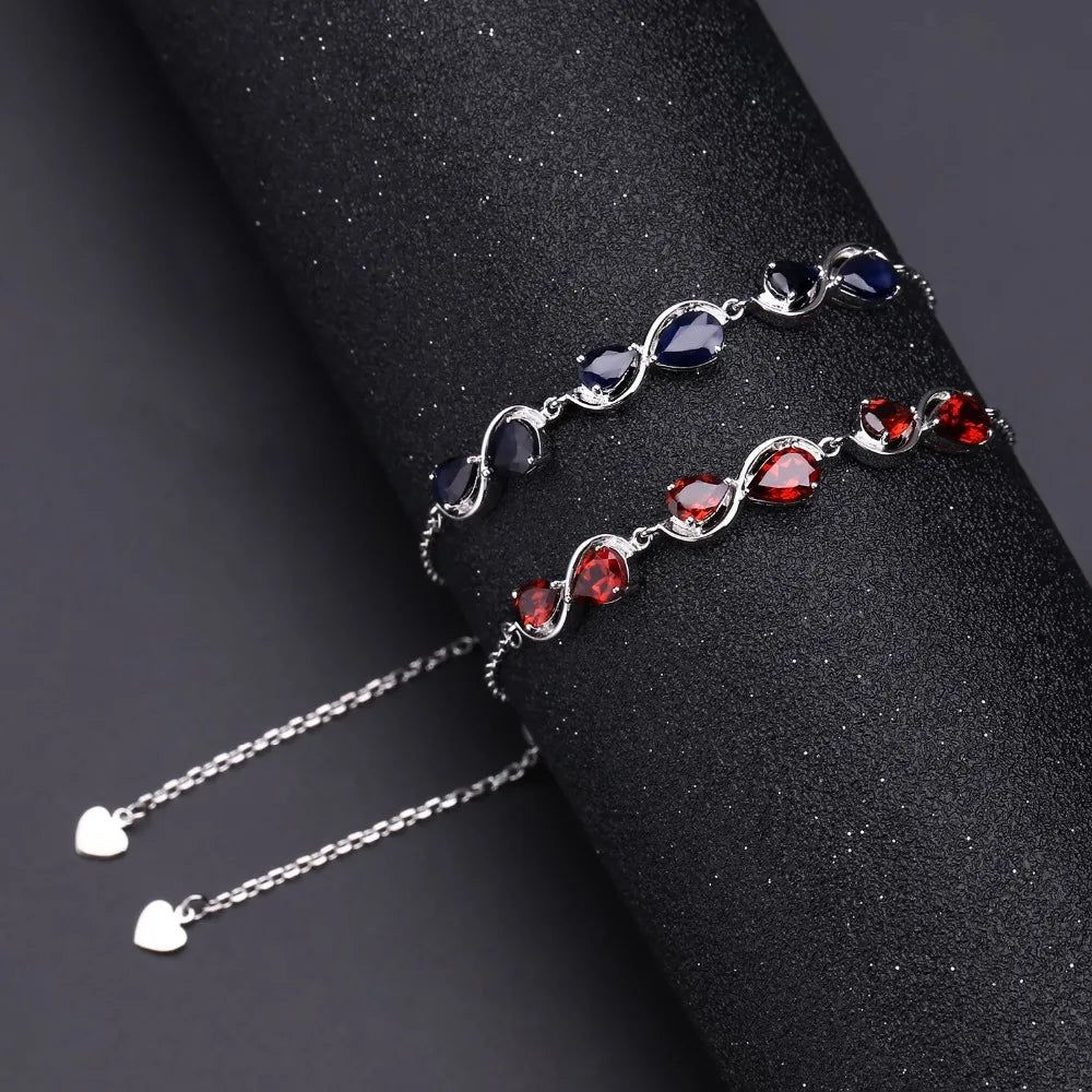 3.41Ct Natural Blue Sapphire Bracelet 925 Sterling Silver