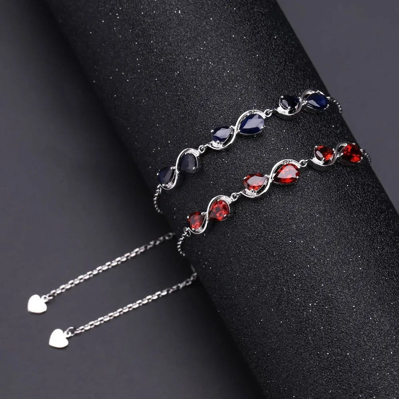 3.41Ct Natural Blue Sapphire Bracelet 925 Sterling Silver