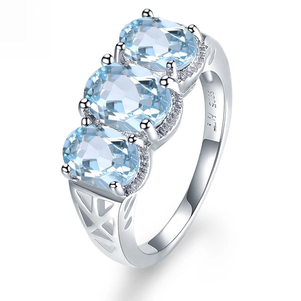3.5ct Natural Gemstone Ring Blue Topaz Solid 925 Sterling Silver Fine Jewelry-Lucid Fantasy