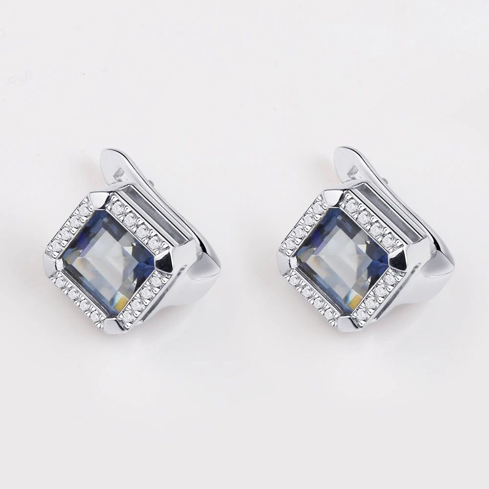 3.77Ct Natural Iolite Blue Mystic Quartz Earrings