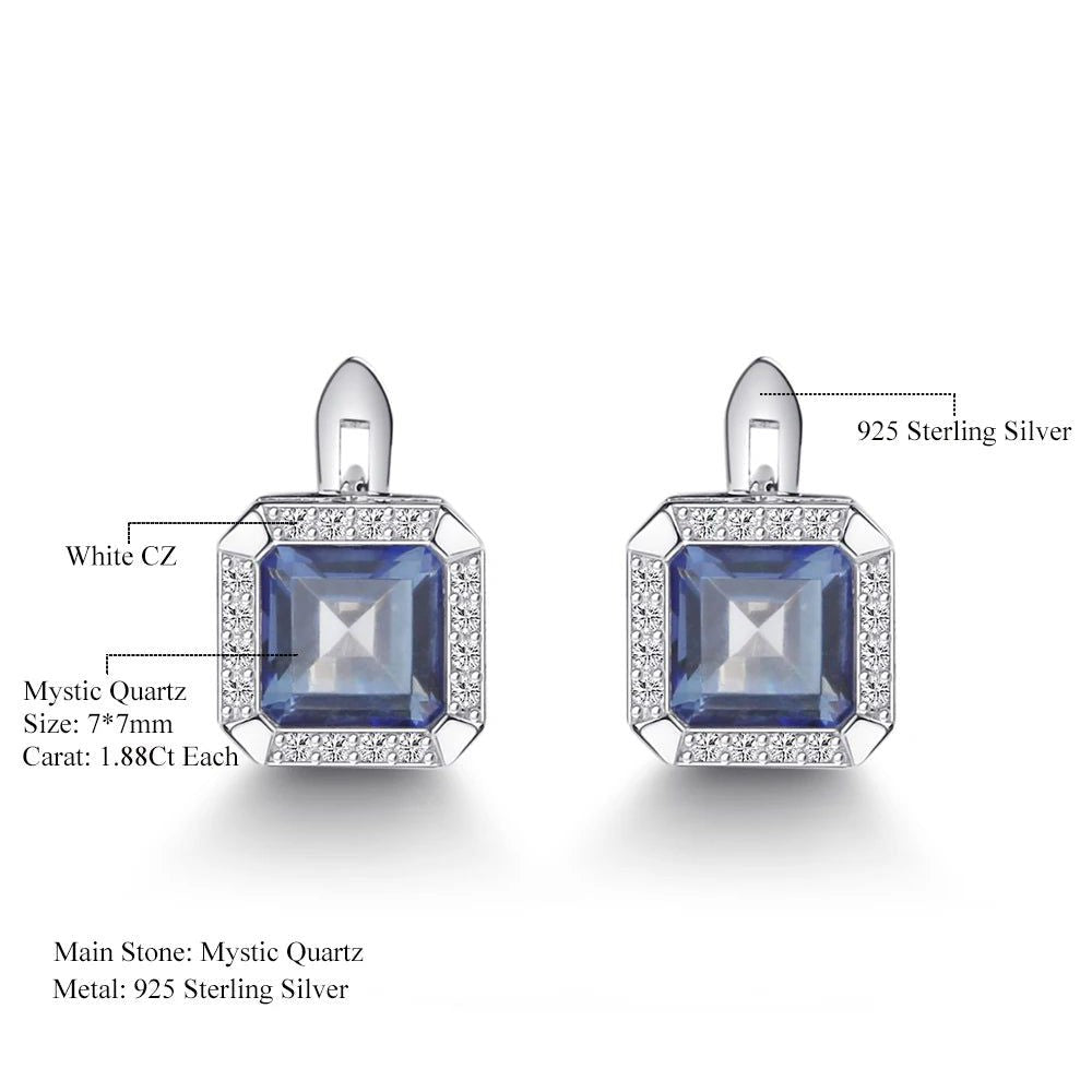 3.77Ct Natural Iolite Blue Mystic Quartz Earrings