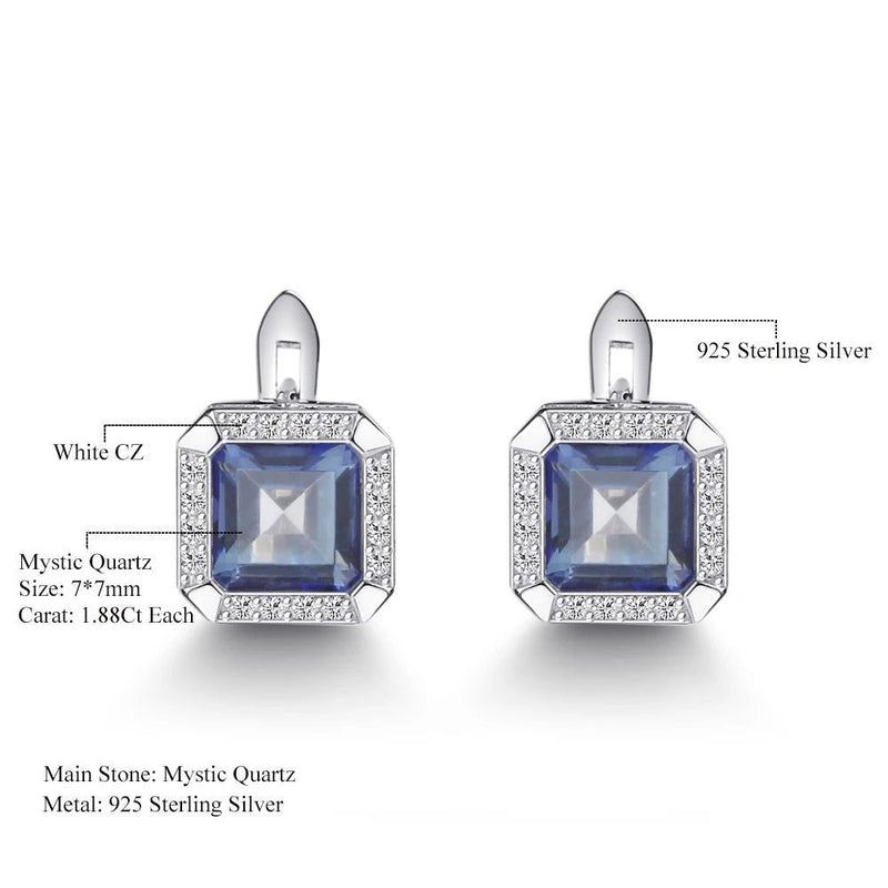 3.77Ct Natural Iolite Blue Mystic Quartz Earrings