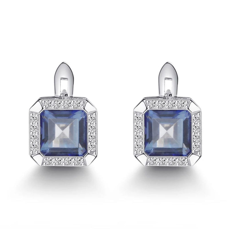 3.77Ct Natural Iolite Blue Mystic Quartz Earrings