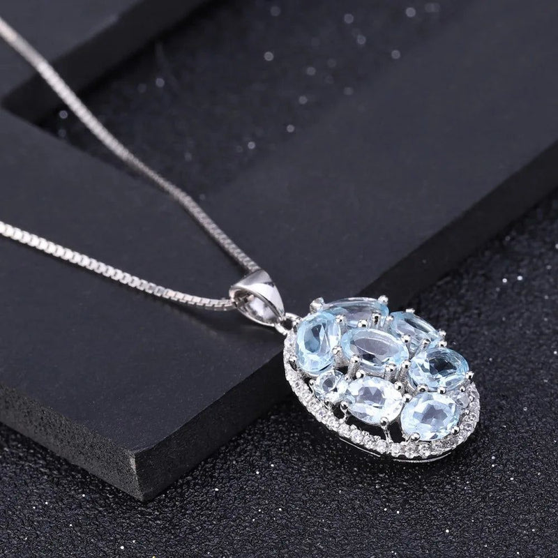 3.90Ct Natural Sky Blue Topaz Elegant Pendant Necklace