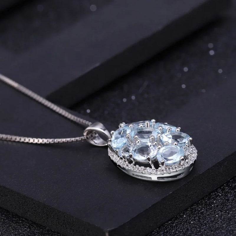 3.90Ct Natural Sky Blue Topaz Elegant Pendant Necklace