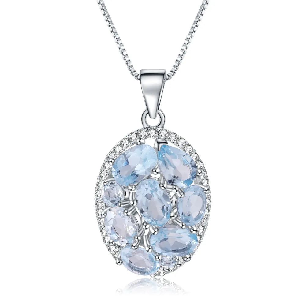 3.90Ct Natural Sky Blue Topaz Elegant Pendant Necklace