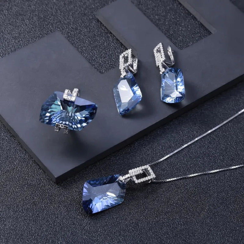 42.40Ct Natural Iolite Blue Mystic Quartz Gemstone Earrings