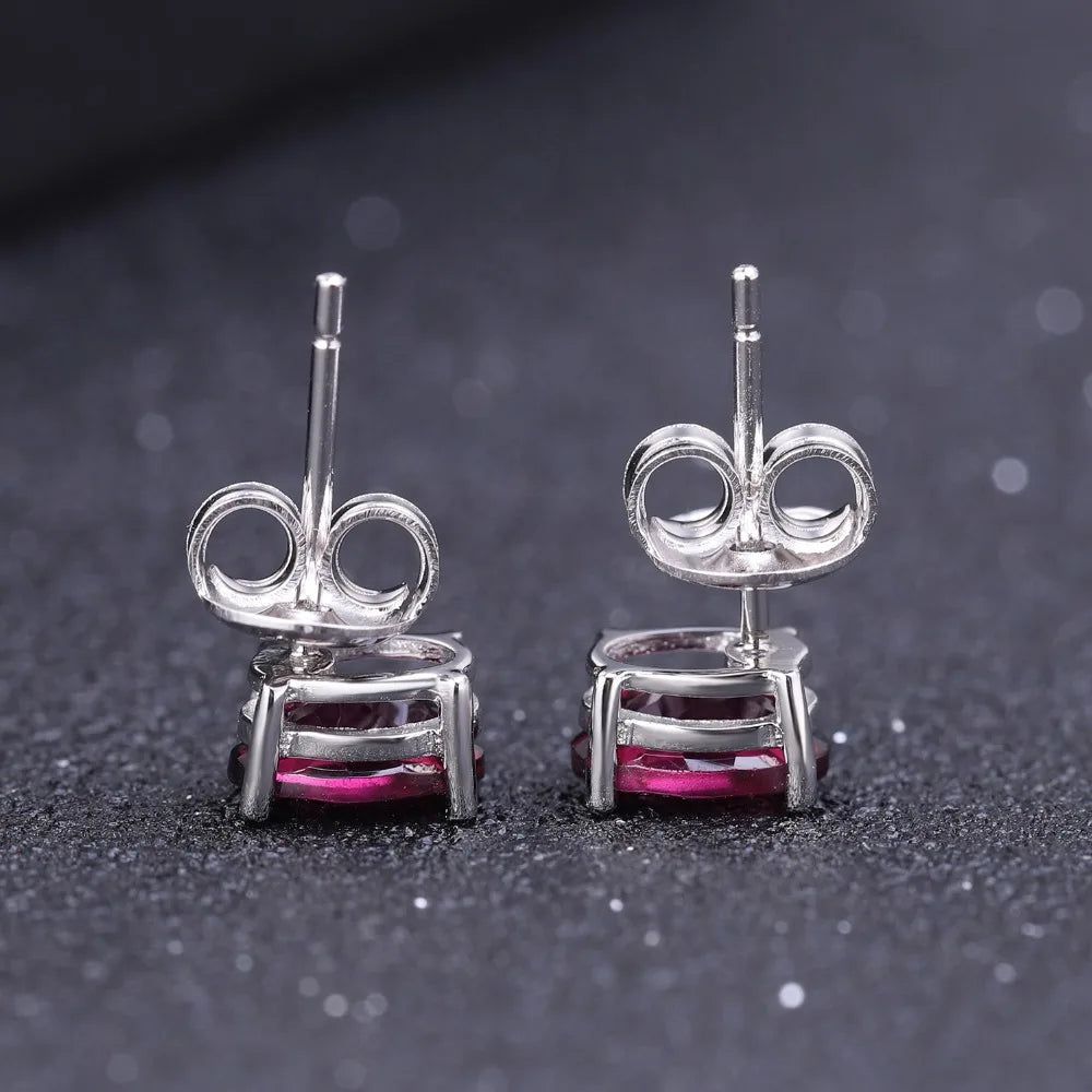 4*6mm Oval Rhodolite Garnet Silver Stud Earrings