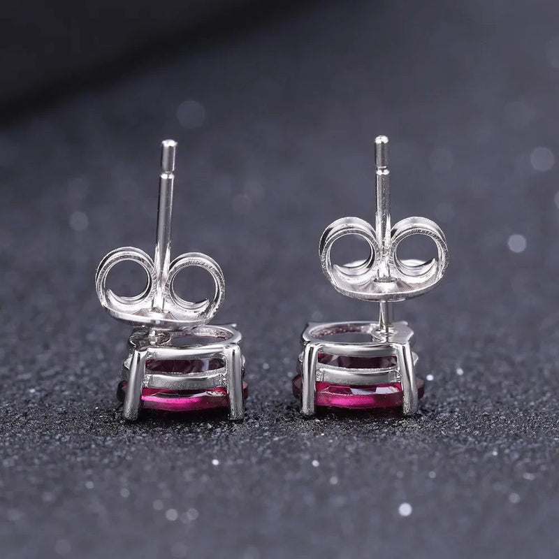 4*6mm Oval Rhodolite Garnet Silver Stud Earrings