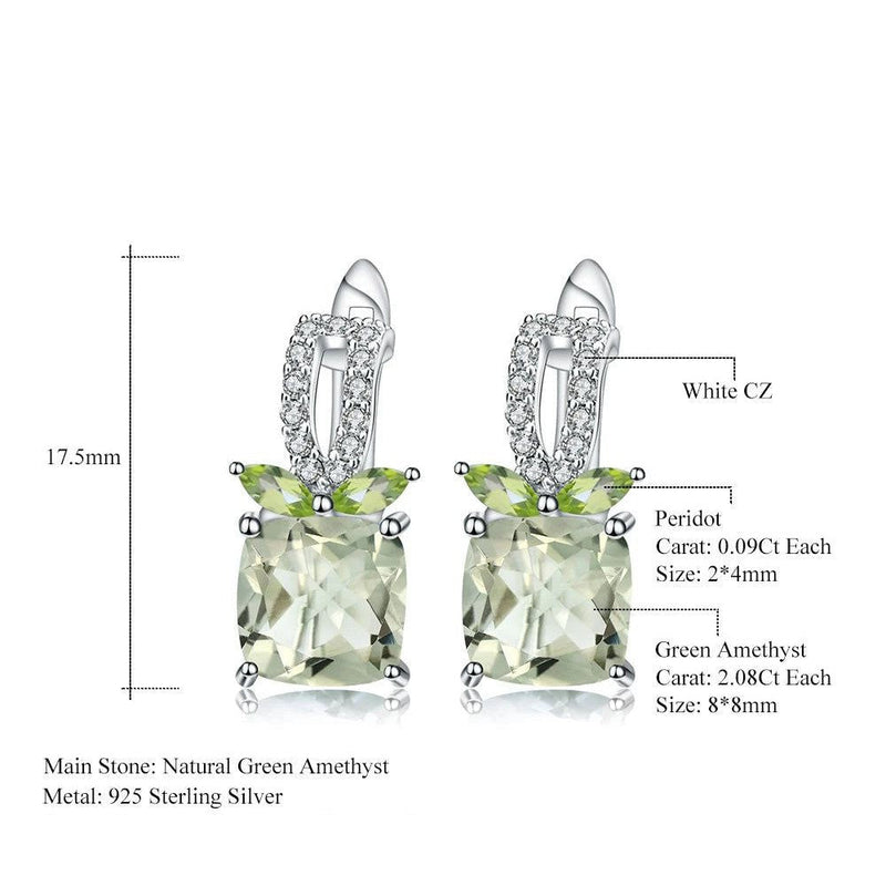 4.16Ct Natural Green Amethyst Earrings 925 Sterling Silver