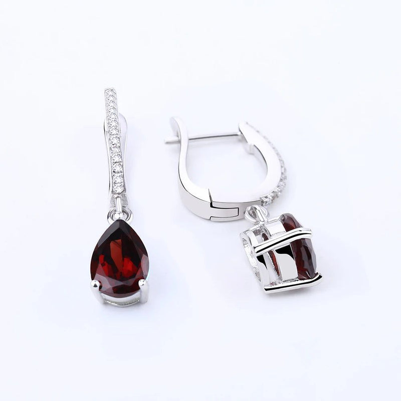 4.31Ct Natural Red Garnet Drop Earrings