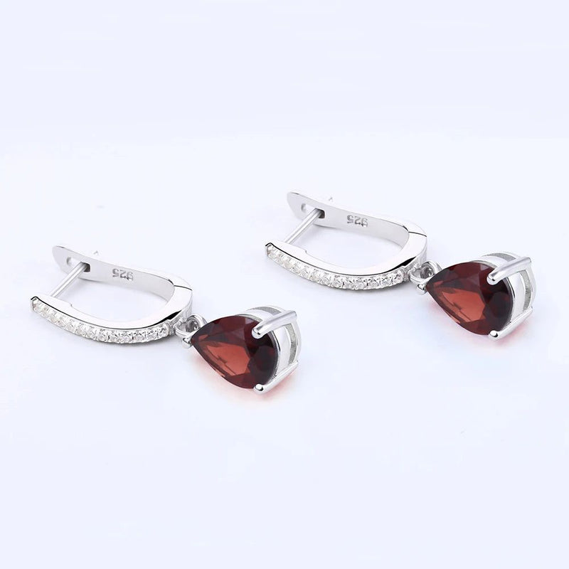 4.31Ct Natural Red Garnet Drop Earrings