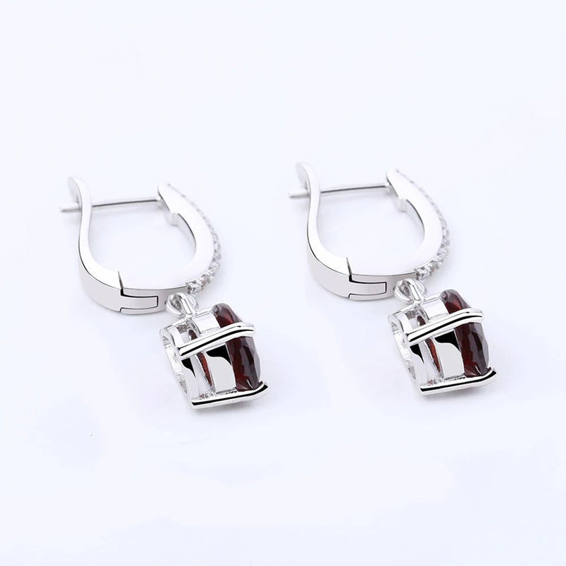 4.31Ct Natural Red Garnet Drop Earrings