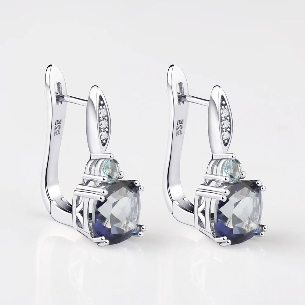 4.44Ct Iolite Blue Mystic Quartz Earrings