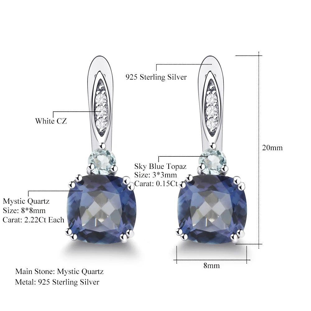 4.44Ct Iolite Blue Mystic Quartz Earrings