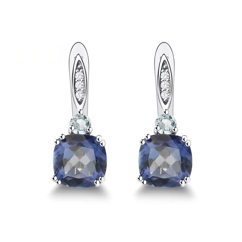 4.44Ct Iolite Blue Mystic Quartz Earrings