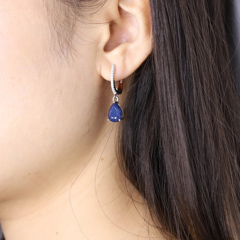 5.05Ct Natural Blue Sapphire Drop Earrings