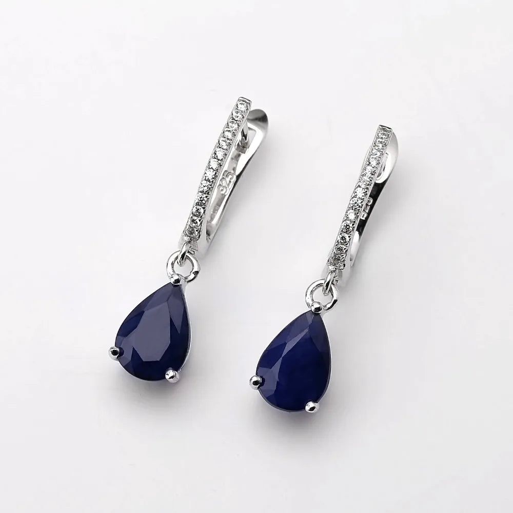 5.05Ct Natural Blue Sapphire Drop Earrings