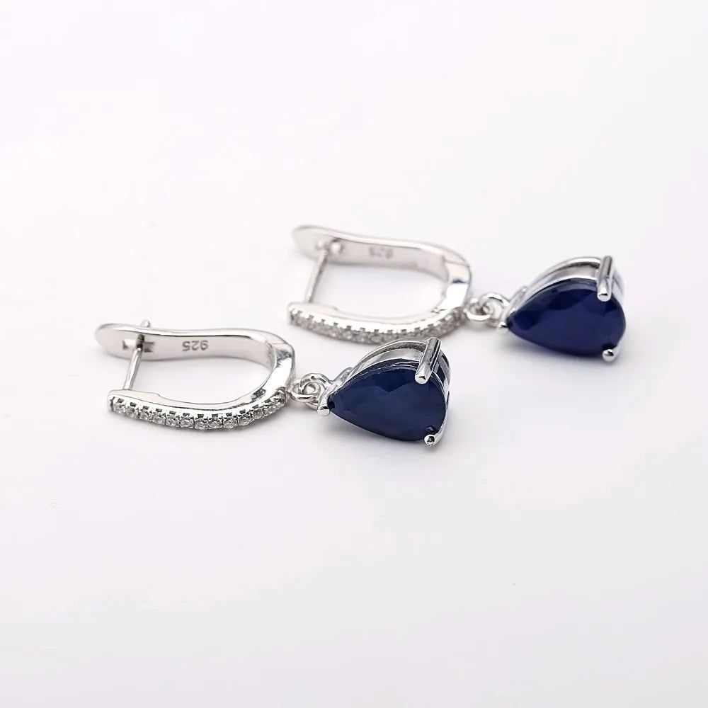 5.05Ct Natural Blue Sapphire Drop Earrings