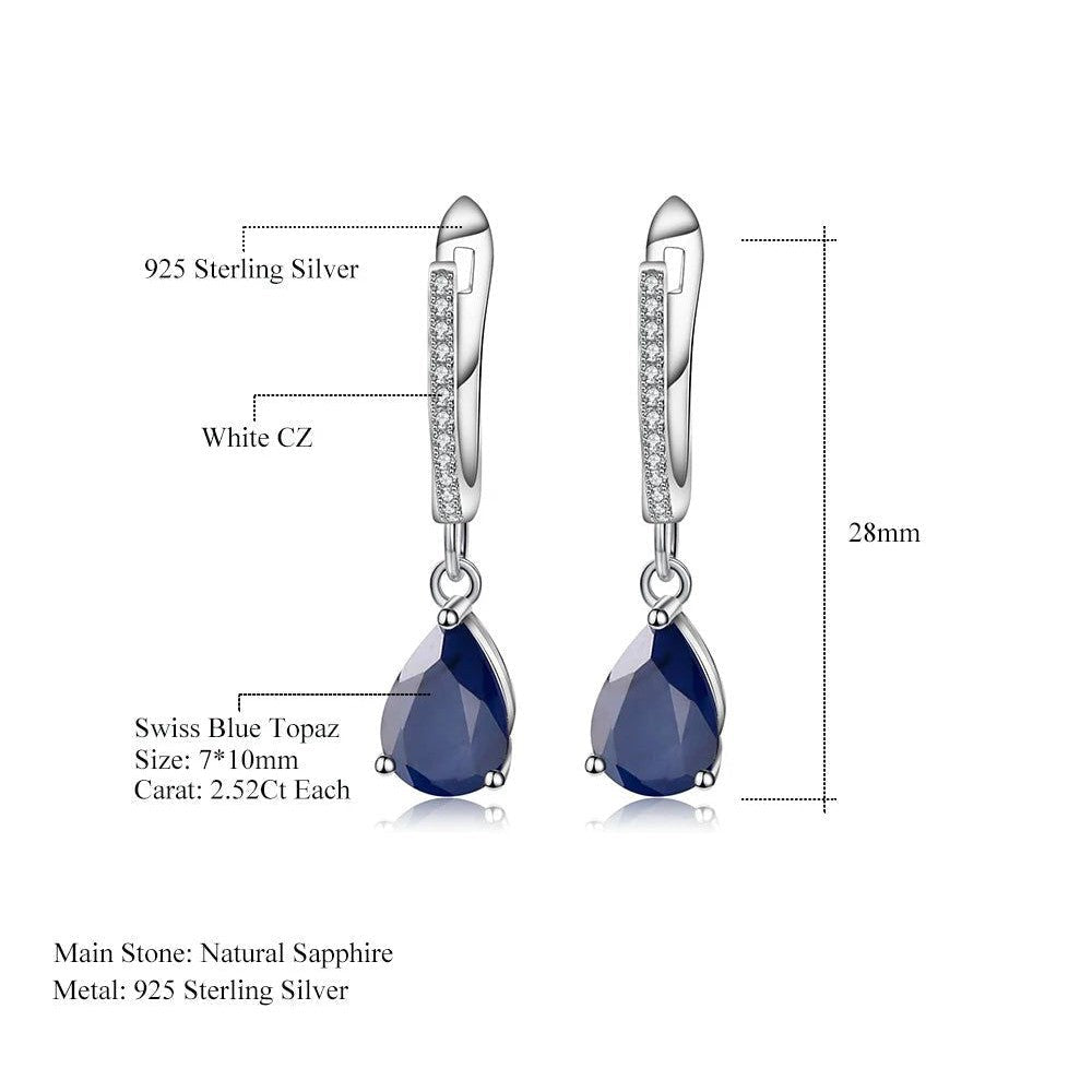 5.05Ct Natural Blue Sapphire Drop Earrings